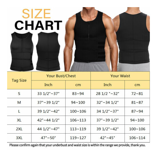 Men's Neoprene Weight Loss Sauna Sweat Vest Waist Trainer Tank Shaper Workout US image {2}