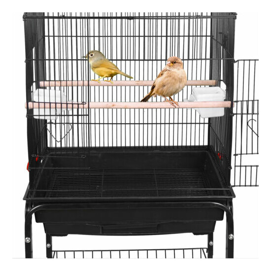 59''H Large Cockatiel Parakeet Finch Rolling Canary Cage Bird Cage With Stand image {3}