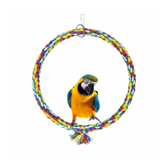 WishLotus Bird Swing, Cage Hanging Toys Cotton Rope Swing Bite Resistance Per... image {1}