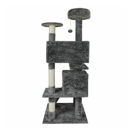 USED 53" STURDY Cat Tree Tower Activity Center Large Playing House Condo Rest image {2}