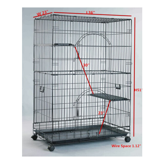 Homey Pet Large Folding Wire Cat Cage Crate w/ Hammock Ladder Shelve Tray Caster image {2}