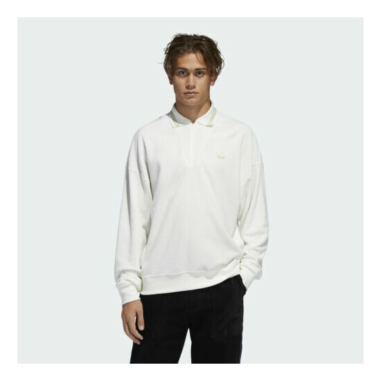 Adidas Men's Bouclette 1/4 Zip Shirt, Off White image {1}