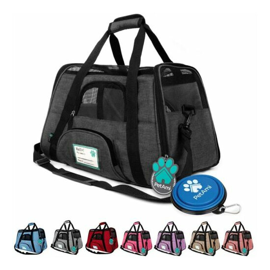 Pet Carrier Soft Sided Puppy Kitten Cat Dog Tote Bag Travel Airline Approved image {1}