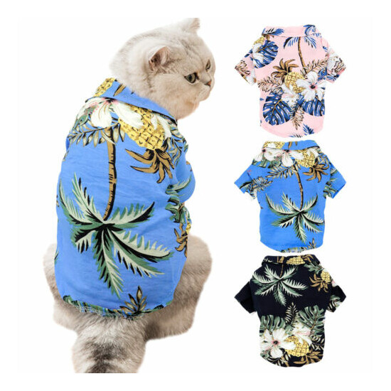 Fashion Dog Cat Shirt Pet Summer Clothes Hawaii Beach Holiday T-Shirt Apparel image {1}