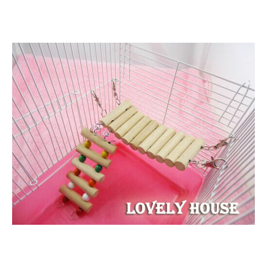 Flexible Wooden Toys Rat Mouse Hamster Parrot Hanging Ladder Bridge Shelf Cage  image {2}