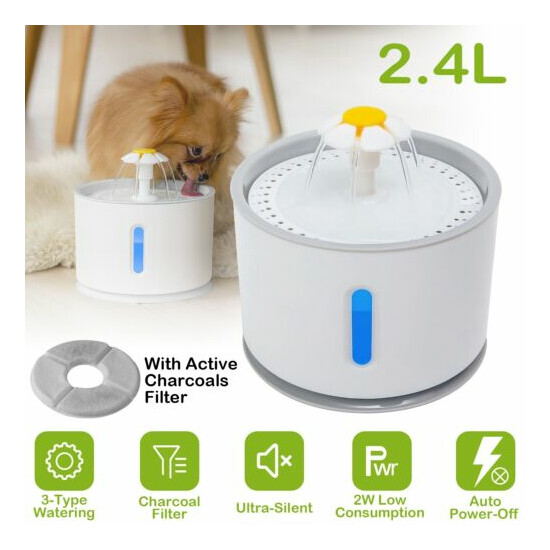 1.6/2.4L Automatic Electronic Pet Water Fountain Dog Water Drinking Dish Filter image {1}