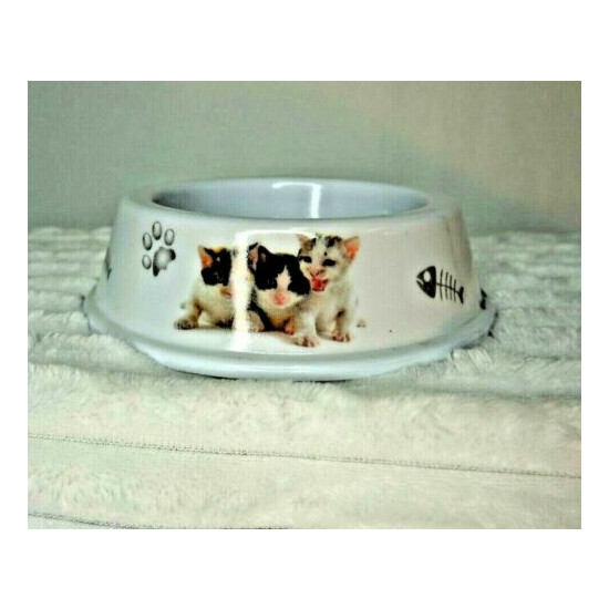 Pet Cat Bowl Water Food Classic Round Shape Dry Wet Food 4.5" Plastic image {1}
