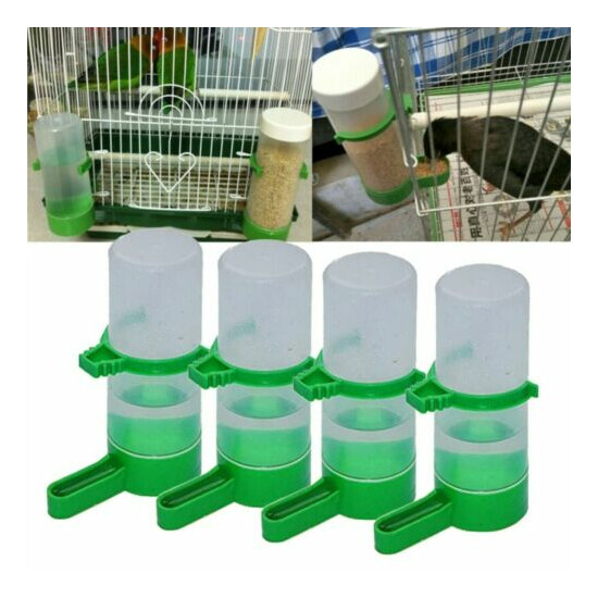 4 Plastic With Feeder Clip For Budgie Bird Drinker Green Aviary Water Bottle New image {3}