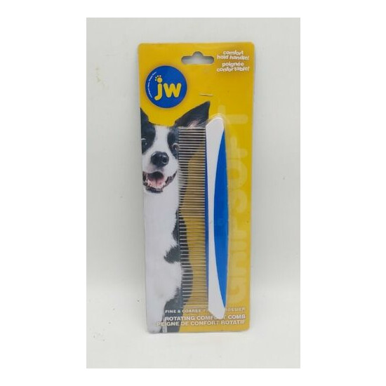 JW Pet Company 8-Inch Gripsoft Rotating Comfort Comb, Fine and Coarse blue image {1}