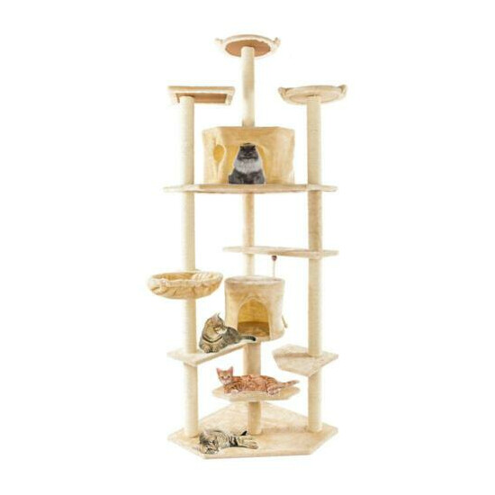 80" Cat Tree Condo Pet Furniture Activity Tower Play House with Perches Hammock image {1}