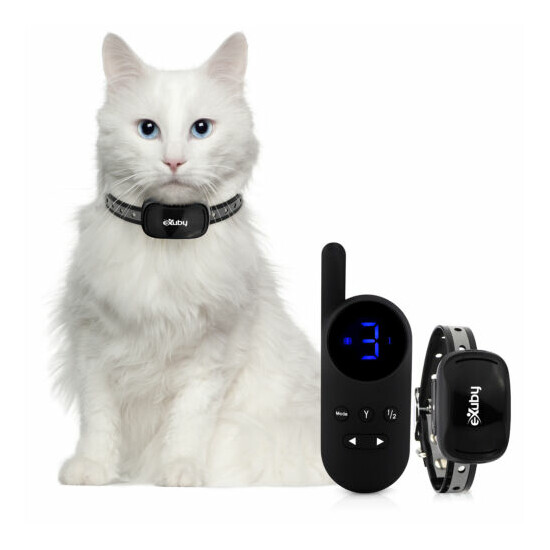 Small Cat Shock Collar w/Remote - Sound, Vibrate & Shock Mode - (Black/White) image {1}