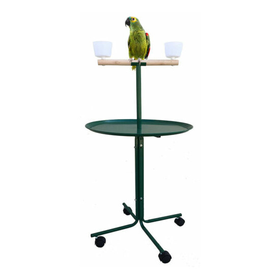 Large Play Stand Perch Metal Base Cups Wheel Parrot African Grey Macaw Cockatoo  image {1}