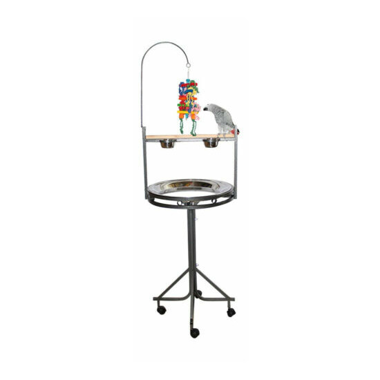 Large 72" Parrot Wood Perch PlayStand With Toy Hook Stainless Steel Tray Bowls  image {1}