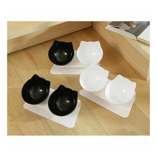 Double Bowls With Raised Stand Non-slip Pet Food And Water Feeder For Cat Dog image {4}