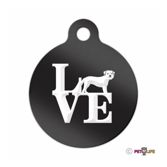 Love Border Terrier Engraved Keychain Round Tag w/tab park Many Colors image {1}