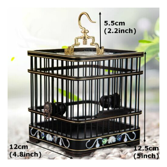 Ebony Wood Carved Square Bird Cage Small Animal Bug Cricket Pet Home image {2}
