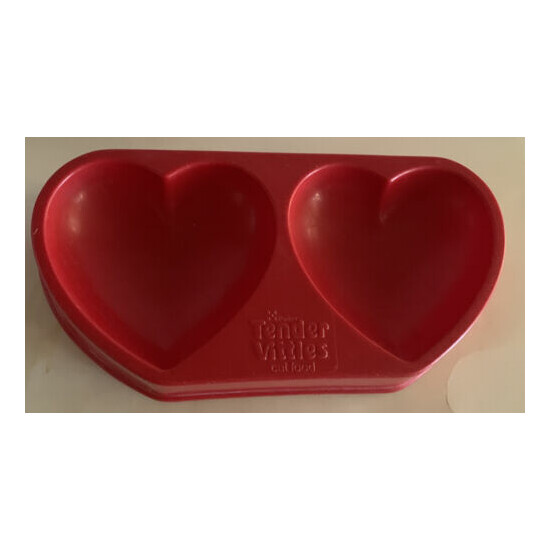  Purina Tender Vittles Red Plastic Double Heart Cat Food Bowl Vintage image {1}