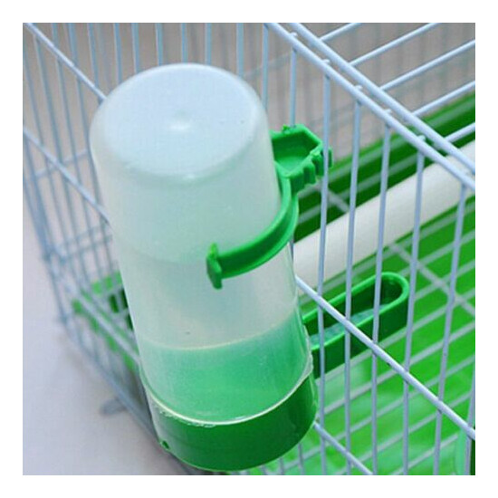 4 Plastic With Feeder Clip For Budgie Bird Drinker Green Aviary Water Bottle New image {2}