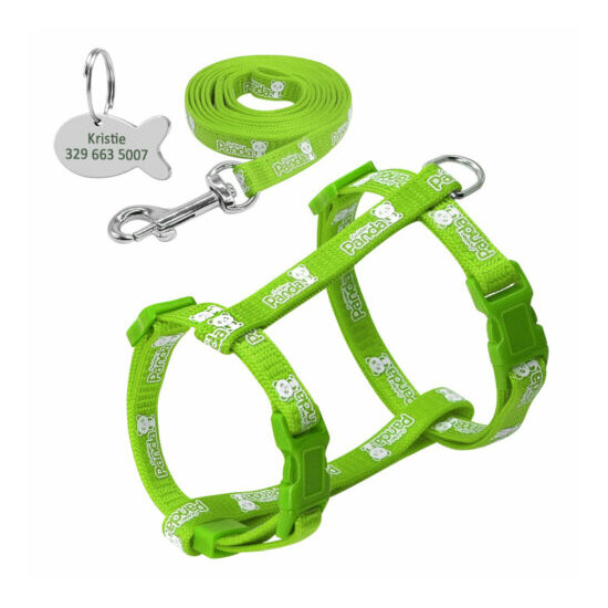 Safety Pet Cat Walking Harness Collar Vest Leash set with Free Personalized Tag image {5}
