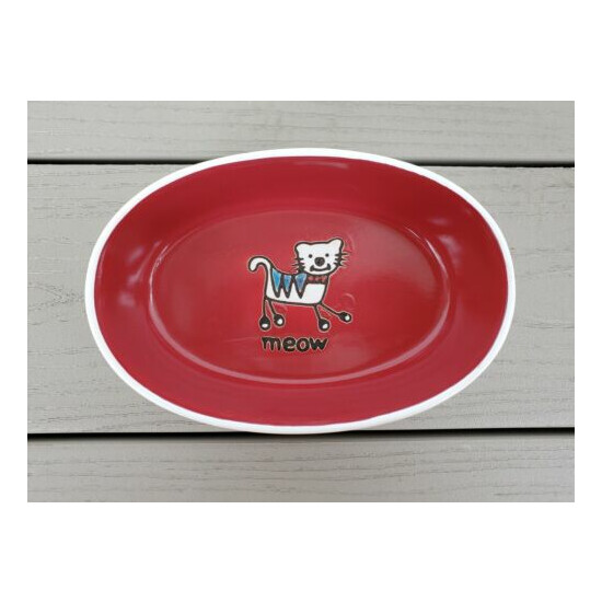MINT PetRageous Designs SILLY KITTY Oval Stoneware Cat Food Bowl or Water Dish image {4}