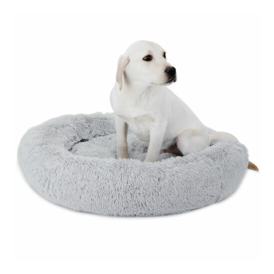 Fur Donut Cuddler Dogs Cats Bed Dog Beds Pet Calming Soft Warmer Dogs Cats Bed image {1}