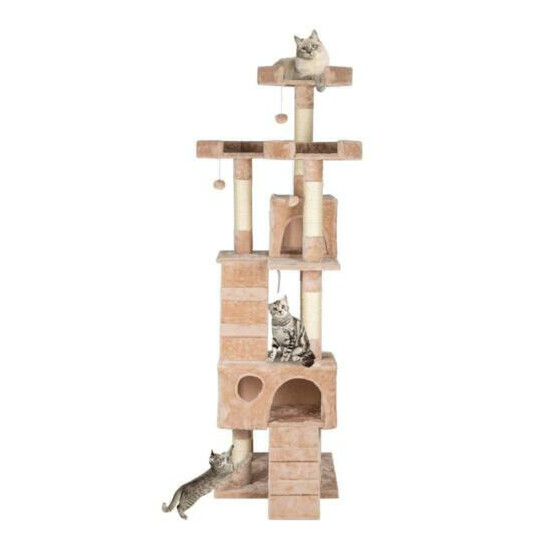 Cat Tree 66.9 Inch Multi-Level Large Cat Tower Sisal Scratching Post Cat Play image {1}