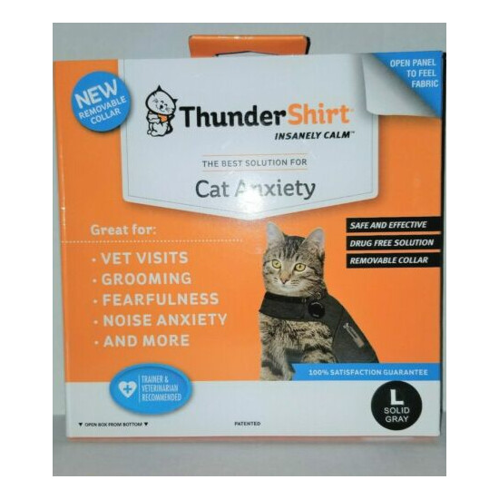 ThunderShirt Classic Cat Anxiety Jacket, Heather Gray, Large-Brand New image {1}
