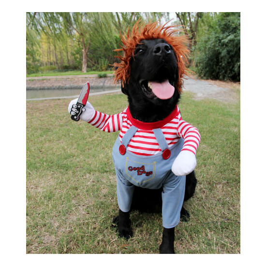 Scary Dog Costumes Funny Pet Clothes Halloween Cosplay Deadly Doll Clothing Set image {5}