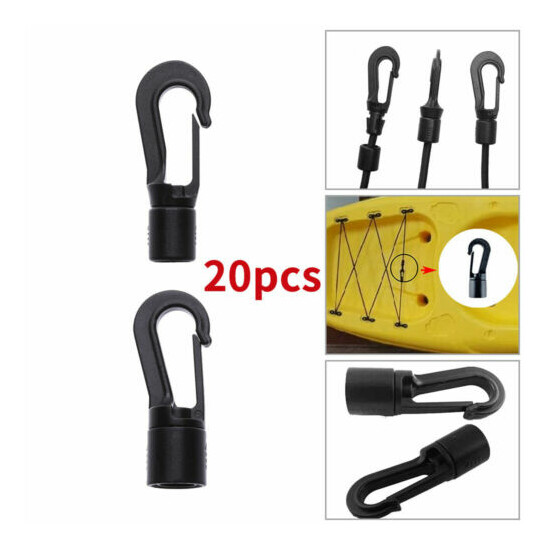 5/8mm Bungee Cord Shock rope Elastic End Hook Black Plastic Easy Quick Self Fit image {1}