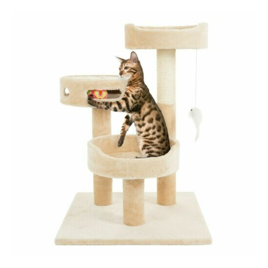 Cat Tree 3 Tier Play Center with Toys 27 Inch H Sleeping Platform Beds image {3}