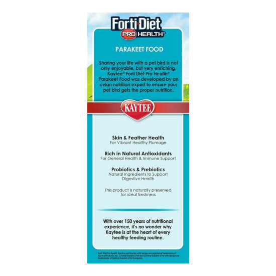 Kaytee Forti-Diet Pro Health Bird Food for Parakeets 4 Pound image {4}