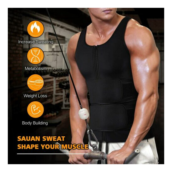 Men's Neoprene Weight Loss Sauna Sweat Vest Waist Trainer Tank Shaper Workout US Thumb {4}