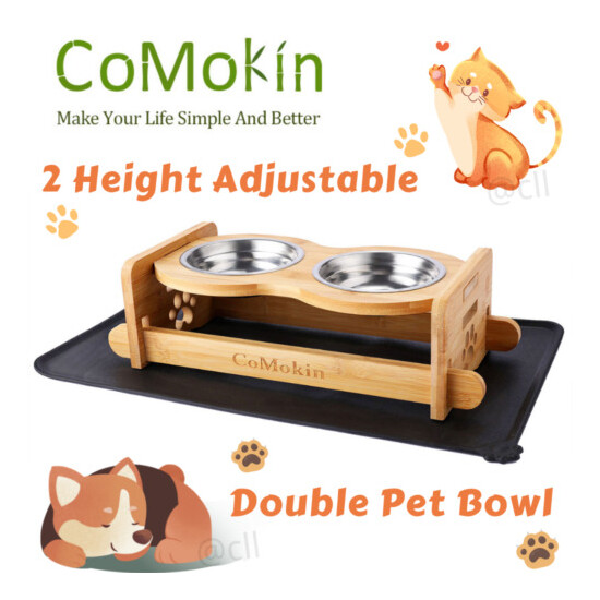 Adjustable Elevated Raised Pet Dog/Cat Feeder Bowl Food Water Stand+2 Bowls h 23 image {1}