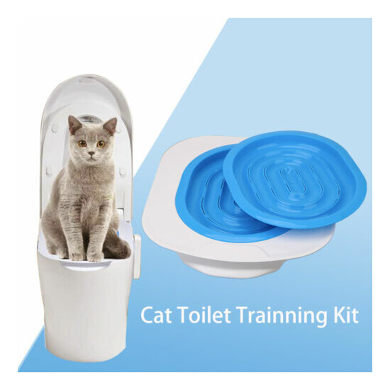Cat Toilet Training Kit Kitten Litter Tray Plastic Pet WC Mat Clean Seat Pad Pet image {4}