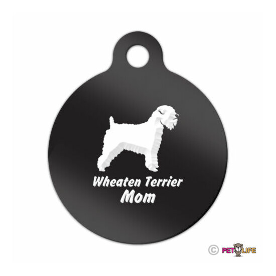 Wheaten Terrier Mom Engraved Keychain Round Tag w/tab wheatie Many Colors image {1}