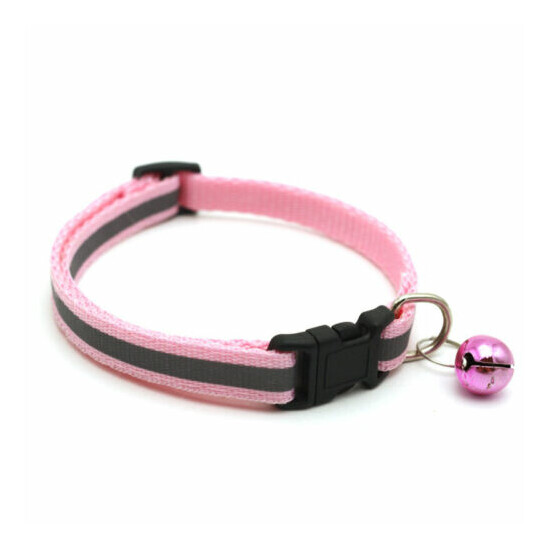 Cute Multicolor Nylon Pet Reflective Patch Collar Cat Dog Safety Collar Bell image {7}