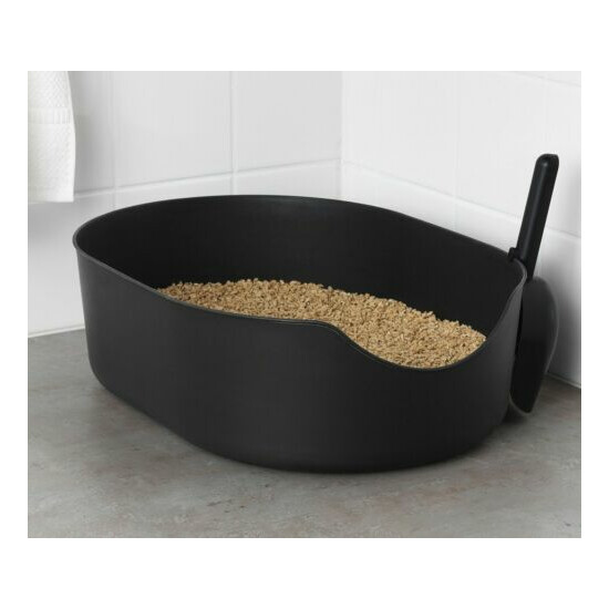 IKEA LURVIG Cat Litter Box Tray Modern Black Oval Design 14.5x20x6 FREE SHIPPING image {1}