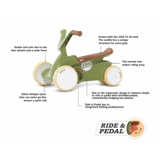 Berg Go2 Retro Green Kids Fold-Away Pedal Car Go Kart Ride On 10-30 Months NEW Thumb {2}