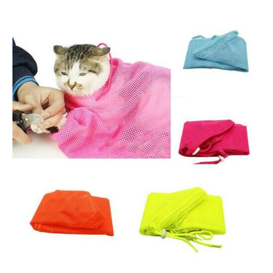 Mesh Pet Cat Grooming Restraint Bag For Bath Wash Nails Cutting Cleaning Bag SA image {2}