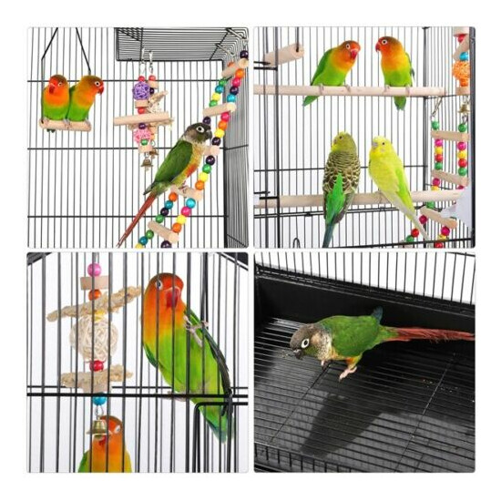 62.4inch Metal Roof Top Birdcage Parakeet Cage w/Rolling Stand for Small Birds  image {4}