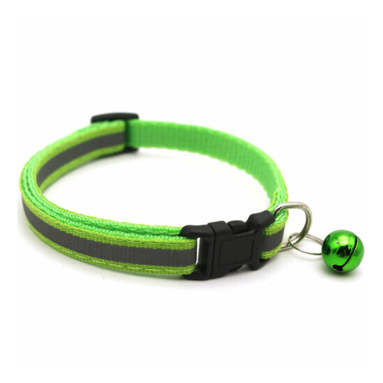 Cute Multicolor Nylon Pet Reflective Patch Collar Cat Dog Safety Collar Bell image {6}