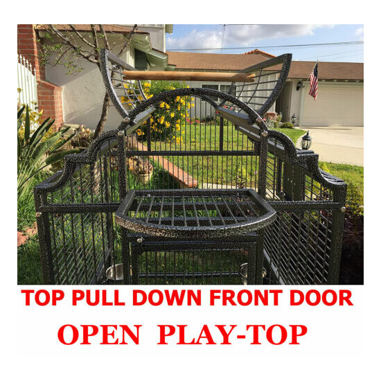 Large Stylish Wrought Iron Open Dome Play-Top Parrot Macaw Cockatoos Bird Cage  image {4}
