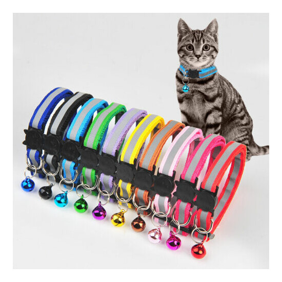 Reflective Dog Collars Pet Cat Puppy Nylon Collar Neck Adjustable Buckle Collar image {1}