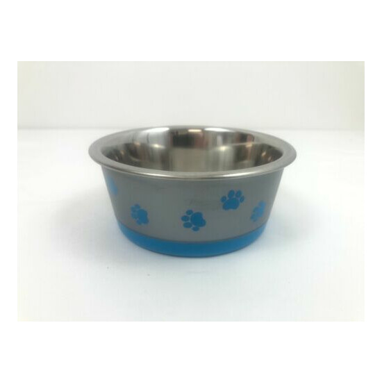 Vibrant Life Pawprints Stainless Steel, Non-Slip Dog/Cat Pet Bowl Small 12 oz. image {4}