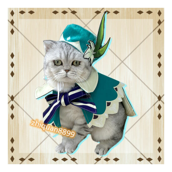 Game Genshin Impact Venti Little Cat Clothes Cloak Coat Hat Pet Cosplay Uniform image {1}