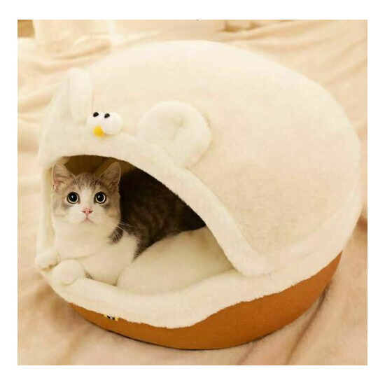 Pet Dog Cat House Bed Sofa Cushion Tent Mat Half Coverd Removable Kitty Puppy image {1}