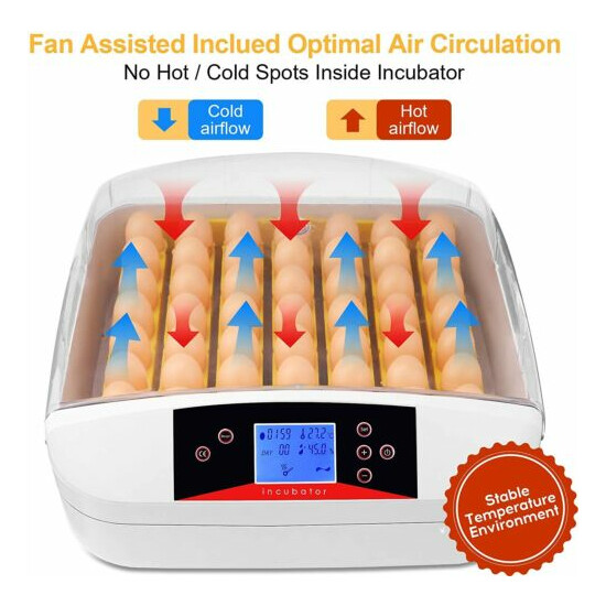 Egg Incubator 55 Practical Fully Automatic Poultry with Egg Candler Temp Control image {4}
