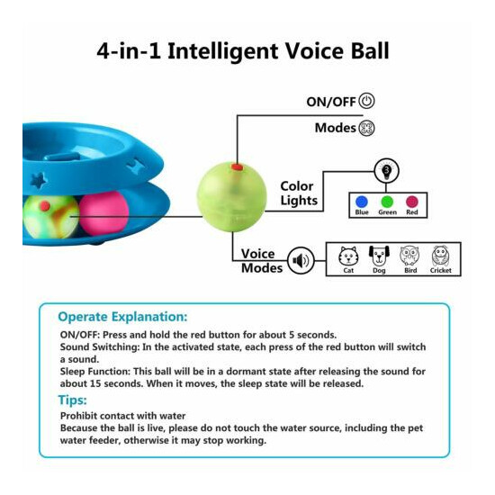 Style Slow Feeder Bowl Rolling Ball Cat Feeder 4-in-1 Intelligent Voice System image {2}