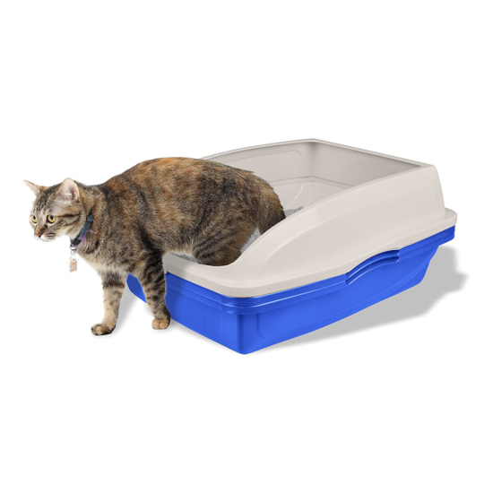 Cat Pan Litter Box With Frame Blue And Gray19'' x 15.13'' Easy to Clean NEW image {4}