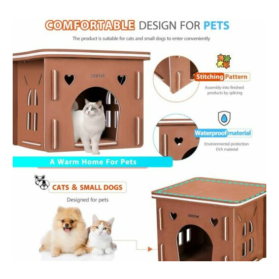 16.1'' Waterproof EVA 3D Jigsaw Puzzle Cat House DIY Kitty Shelter w/ Flat Roof image {3}